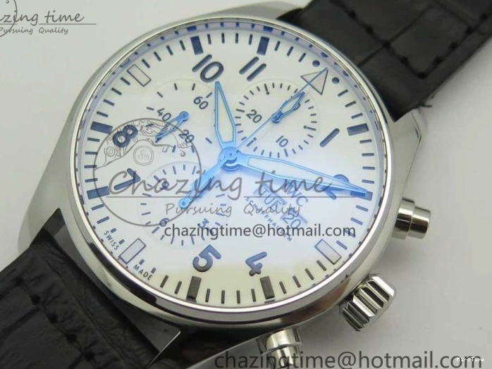 MIROTIME 0712 Pilot Chrono 377725 SS ZF 1:1 Best Edition White Dial on Black Leather Strap A Soft 7183